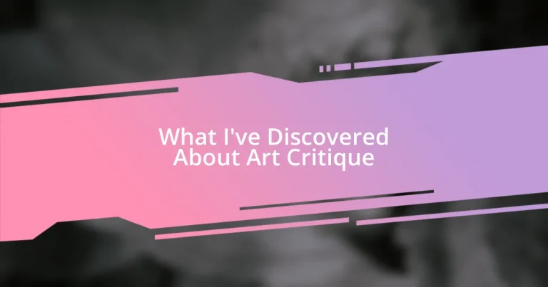 What I’ve Discovered About Art Critique