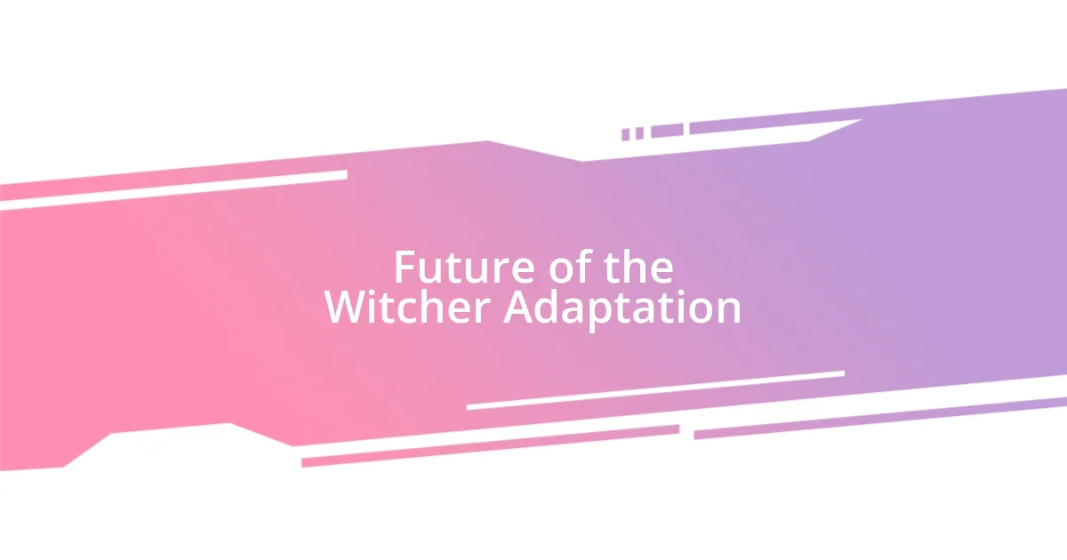 Future of the Witcher Adaptation